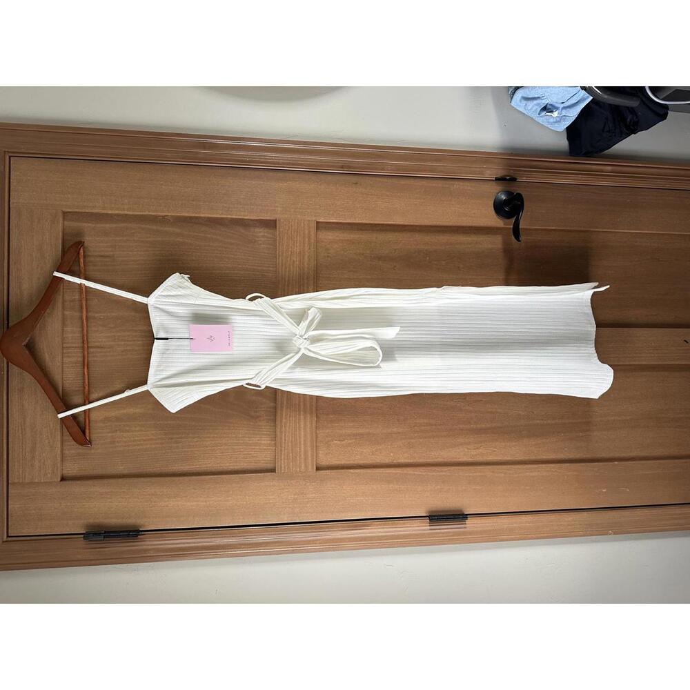 NWT Hello Molly Ways I Loved You Knit Midi Dress White Ribbed Women’s size 4 - Picture 2 of 15